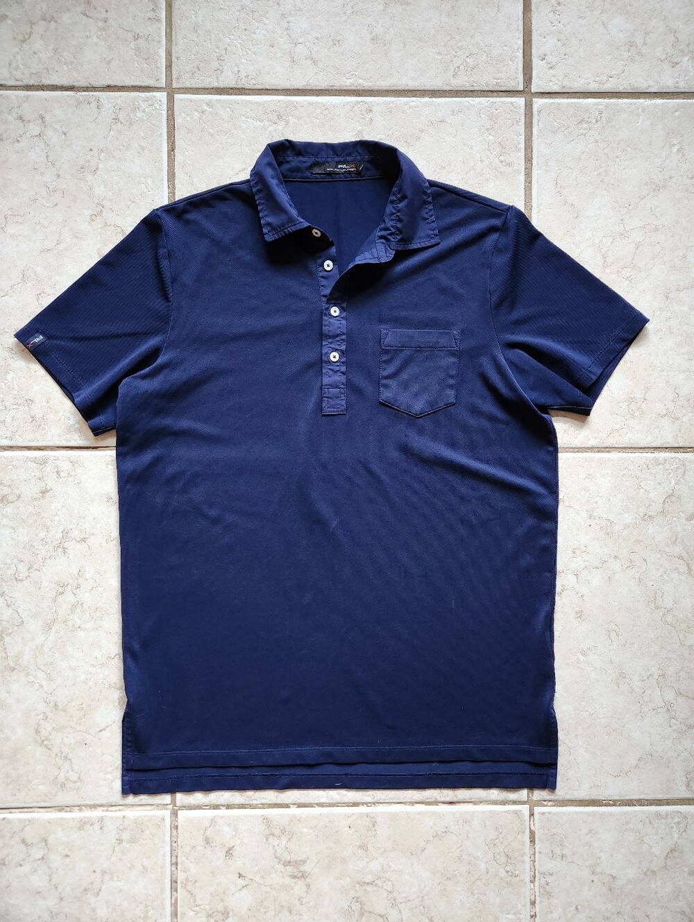 RLX Ralph Lauren Men's Performance Polo Shirt Size M Navy Blue Pocket Golf